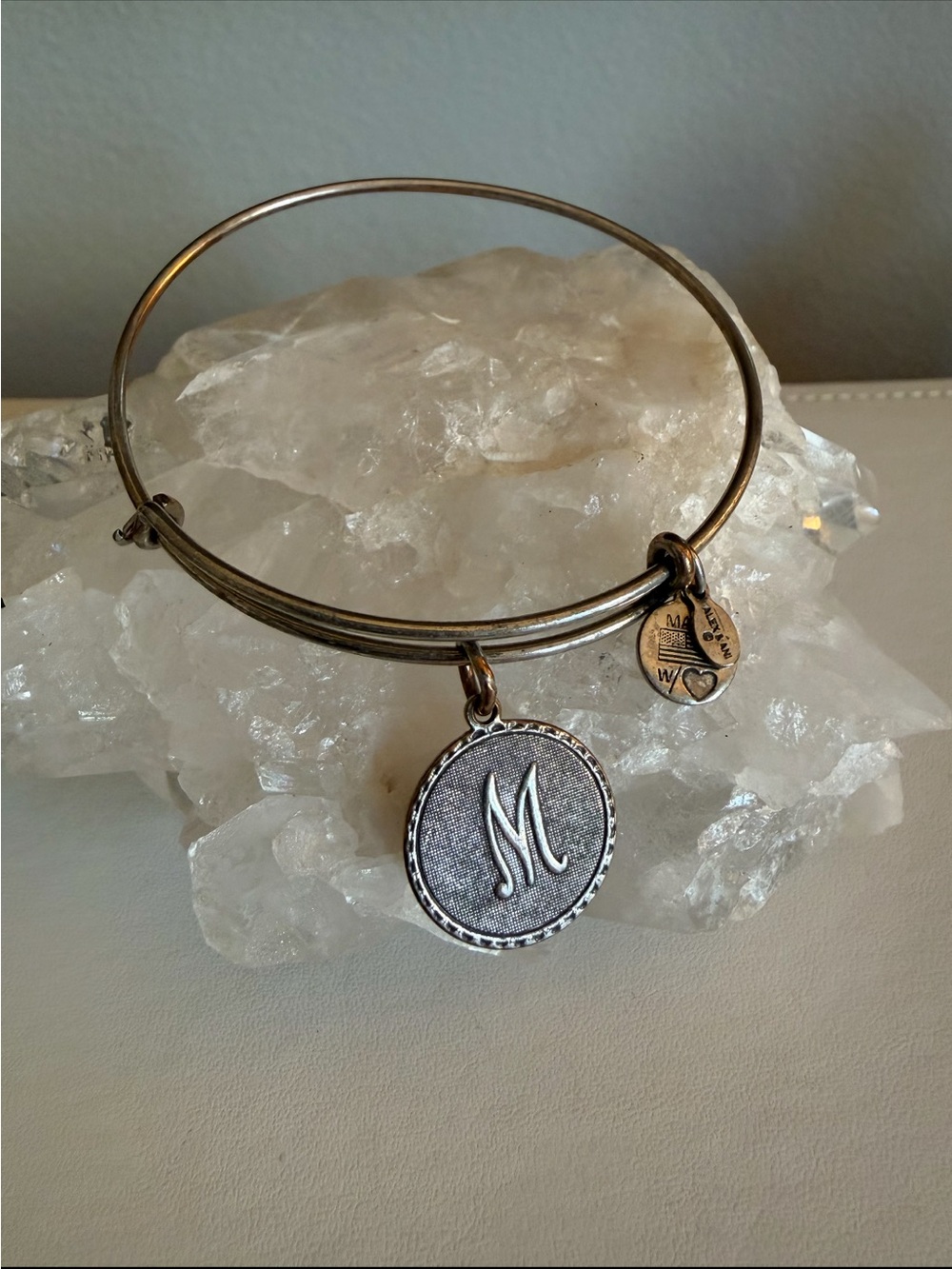 Alex and Ani Silver-Tone Initial M Bangle Bracelet